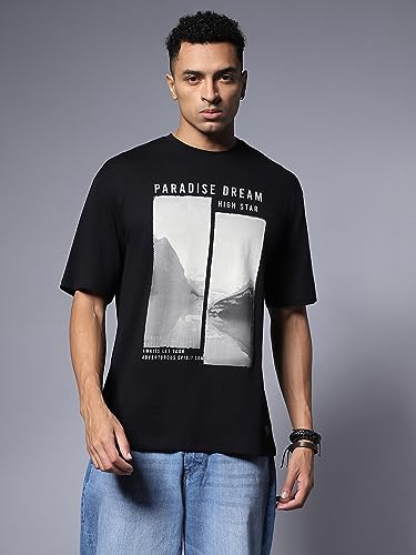 Image of HIGH STAR Men's Geometric Regular Fit T-Shirt