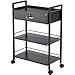 VEVOR Beauty Salon Trolley Cart, 3-Tier Hair Salon Stations Cabinet for Stylist with Lockable Drawer, MDF Rolling Storage Station with 4 Wheels (2 Lockable) for Beauty SPA Barbershop Tattoo