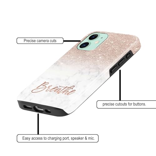 Image of COLORflow Back Cover Compatible with iPhone 11 | (Best for Girls) Quotes (Breathe) Marble | Designer Printed Glossy Armoured Bumper Back Cover Compatible with iPhone 11