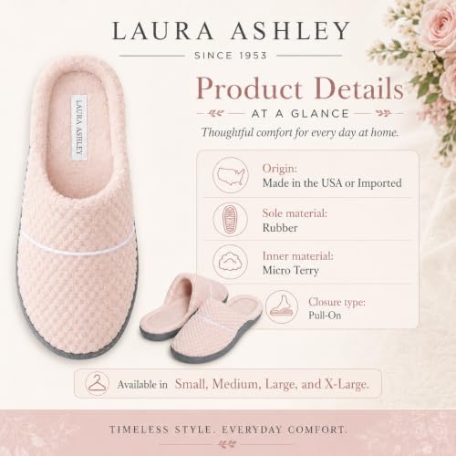 Image of Laura Ashley Women's Spa Slip-On Rugged Scuff Slipper, Non-Slip House Slippers with Cushioned Insole for Ladies
