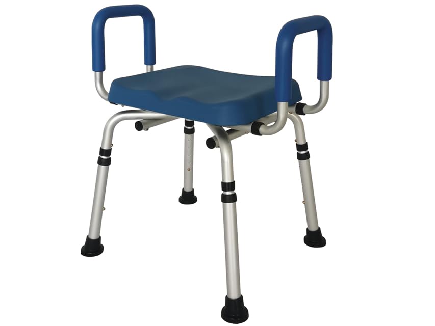 Gima - Tabouret de douche avec structure en aluminium argenté et assise en PU, avec pieds réglables, 42905