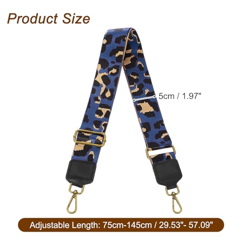 Image of uxcell Wide Shoulder Strap, 5cm Adjustable Purse Strap Replacement Crossbody Strap for Shoulder Bag Wallets, Dark Blue, Bronze Square Mouth Buckle