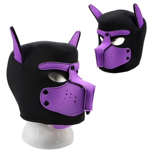 Hundemaske, Weiche Latex-Hundemaske mit Ohren, Welpenmaske für Cosplay-Party-Maskerade Set, Welpenmaske, Petplay Hundemaske, Weiche Latex Petplay Hundemaske, für Festivalpartys, Halloween, Maskerade