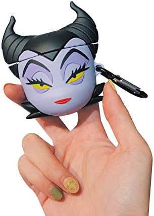 Aikeduo for Airpods 2 Case Cute Funny Cartoon Character Cool Keychain Design Silicone Soft Skin Fashion Girls Boys for Airpods Case (Maleficent)