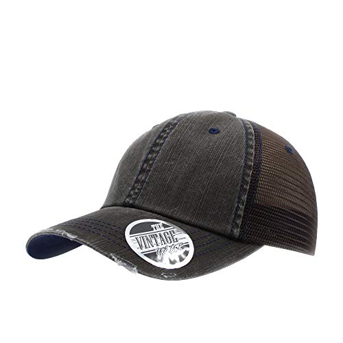 Image of The Vintage Year Distressed Cotton Unstructured Soft Mesh Breathable Adjustable Dirty Wash Dad Hat Trucker Baseball Cap