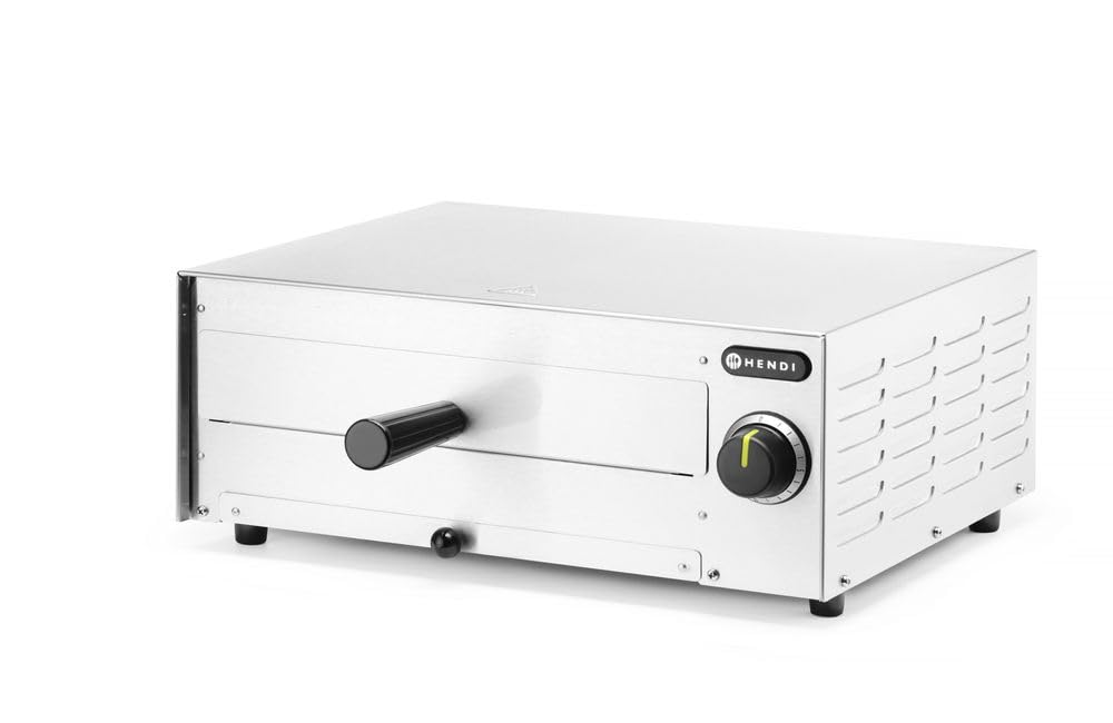 HENDI Horno profesional para pizzas, horno eléctrico, para pizzas hasta diámetro 30cm, 230V, 1300W, 480x420x(H)195mm, acero inoxidable