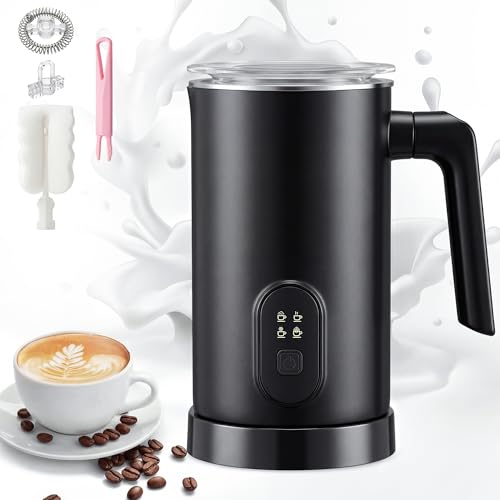 2026 4-in-1 Electric Milk Frother Automatic Milk with Hot Froth Heat Milk Cold Froth & Hot Chocolate Modes and Large Capacity Magnetic Foam Technology Coffee Frother for Latte & Cappuccino