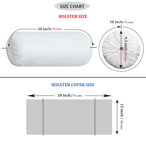 Image of AURAVE Luxurious Cotton Satin 400 TC Bolster Cover with Drawstring Closure, Set of 2, Soft Breathable Durable Machine Washable for Sofa Bed & Home Decor, 15 inchx30 inch, Silver | Cover Only