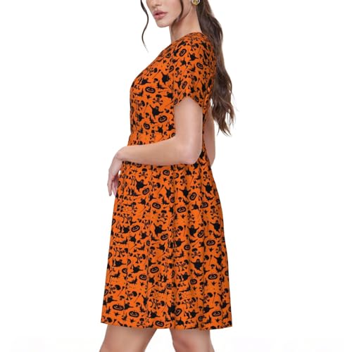 Robe d'été décontractée manches courtes motif Halloween confort total - 2