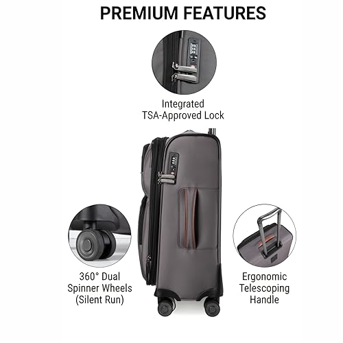 Image of Ricardo Beverly Hills Montecito 3.0 Softside Luggage Collection Expandable Suitcases with Wheels and TSA Lock, 25 inch Medium Check-in (French Gray, 25-inch Medium)
