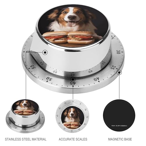 Temporizador de cocina mecánico de perro con imán y alarma fuerte sin baterías para chef 4
