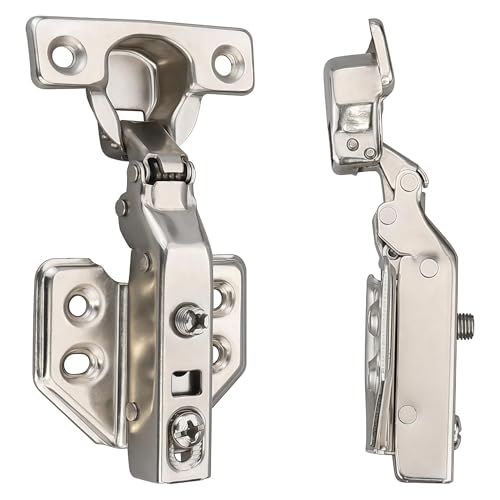 Luokim 26mm Mini Cup Soft Close Hinge for Thin Door Full Overlay Concealed Cabinet Hinge with Screws Nickel Finish 4 Pcs