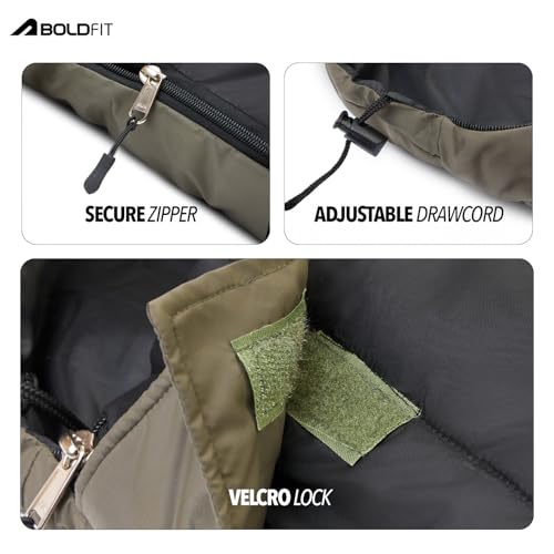 Image of Boldfit Sleeping Bag for Adults Soft Camping & Outdoor Travel Extreme Cold Water Resistant Sleep Bag for Men & Women Upto 6'5'' Ideal for Trekking Certified for Low Temperature Upto 10C - SleepMax