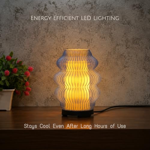 Image of Haydn Modern LED Table Lamp for Living Room & Bedroom | Warm Night Light for Kids & Adults | Aesthetic Home Decor Bedside Lamp | Ambient Glow | LED Bulb Included | Clear Blue - Pack of 1