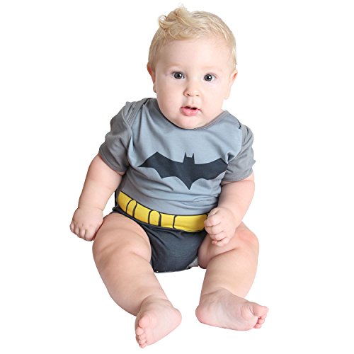 Fantasia Body Verão Batman Bebê Infantil Sulamericana Fantasias Cinza/Preto P-3 Meses