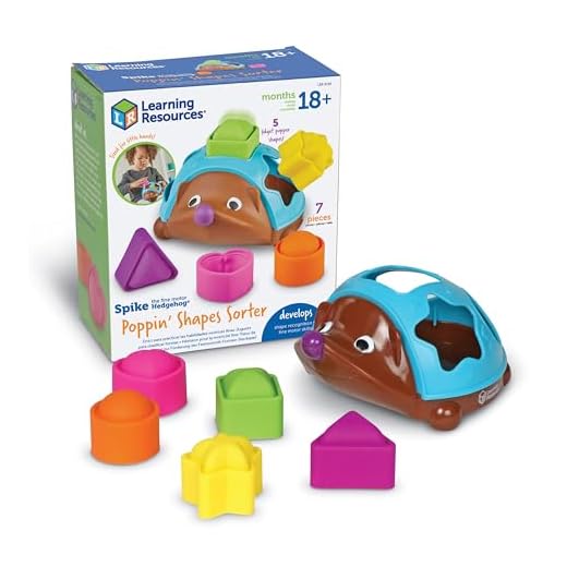Learning Resources Spike The Fine Motor Hedgehog Poppin' Shapes Sorter - Shape and Sorting Toys for Kids Ages 18+ Months, Toddler Learning Toys, Montessori Toys