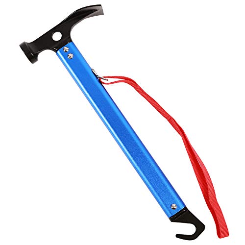 REDCAMP Aluminum Camping Hammer with Hook, 12" Lightweight Multi-Functional Tent Stake Hammer, Portable