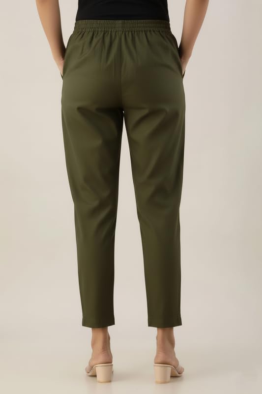 Image of Regular Fit Cotton Woman Trousers Pants Kurti Pant Casual Daily Formal Office Use