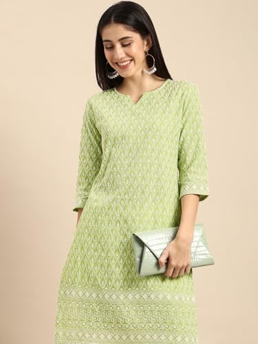 Image of Amazon Brand - Tavasya Women Cotton Solid Straight Kurta