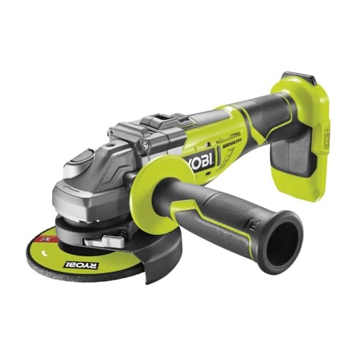 RYOBI 18 V ONE+ Brushless Akku-Winkelschleifer R18AG7-0 (Scheibendurchmesser 125 mm, Leerlaufdrehzahl 0-11.000 min-1, Bohrungs-Ø 22 mm, inkl. Schruppscheibe, ohne Akku & Ladegerät im Karton)