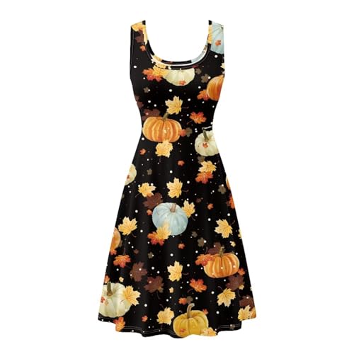 Image of TOADDITDO Women's Sleeveless O Neck Beach A-Line Party Coctail Tank Dresses Flared Sundress