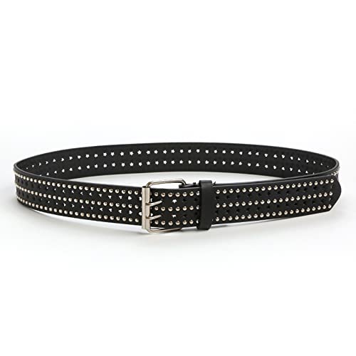 Double Grommet Leather Belt, Y2K Goth Studded Belt for Women and Men's Jeans3