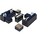 Sophia & William Patio Outdoor Furniture Set with 45-Inch 50,000BTU Gas Fire Pit Table All-Weather...