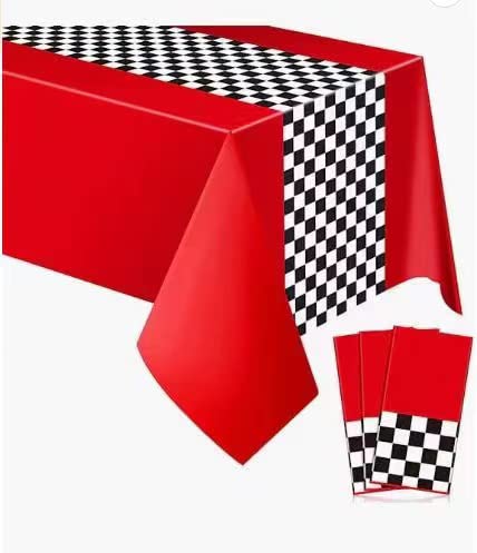 3 Paquet Mantel Navideño Mantel de Rectangular Rojo Mantel Desecheble Mantel Impermeable de Poliéster Cubre Mesas para Fiestas, Cumpleaños, Bodas,Bares, Artesanías, Exposiciones Cover