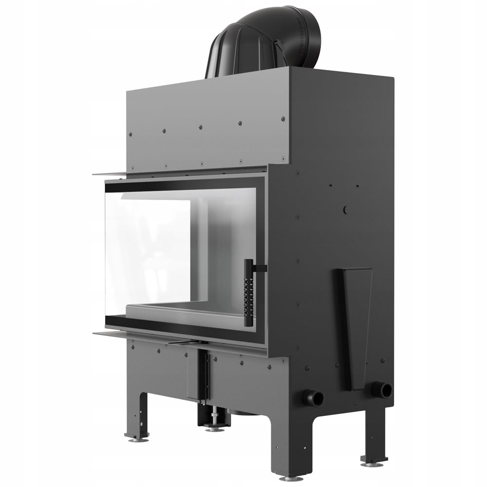 KRATKI Inserto per camino in acciaio a legna FLOKI 10 kW Ø200 sinistro A+ | Acciaio nero, efficienza 83,6%, classe A+. Ecodesign, BImSchV 2; per recupero calore.; combustione efficiente; Livello 2
