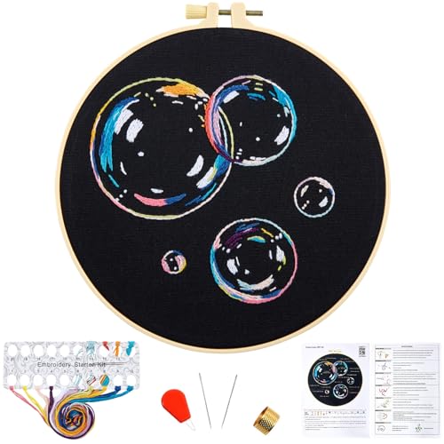 Image of Crafmanoe Embroidery Kits for Beginners Adults, Cute Embroidery Starter Kits Funny Counted Cross Stitch Kits for Beginners Adult, Craft Hobbies Set for Women, Embroidery Fabric, Hoops & Video Tutorial