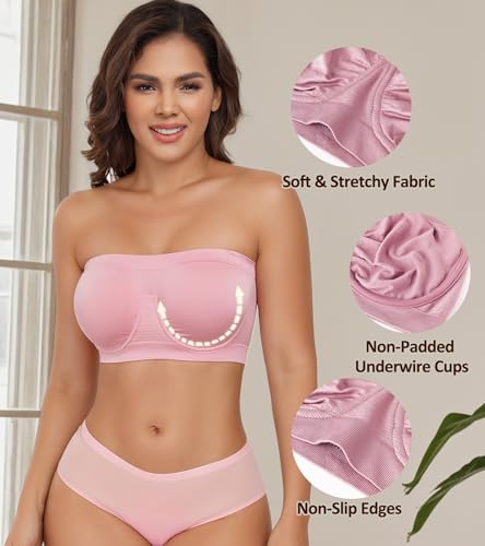 Image of DotVol Women's Underwire Bralette Non Padded Bandeau Tube Top Multiway Bra | Unpadding,Seamless,Non-Slip,Multiway