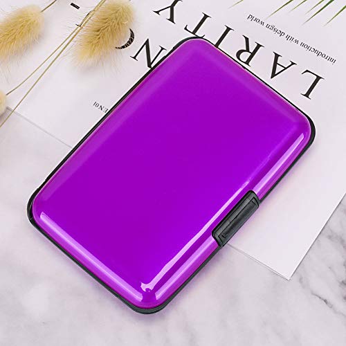Image of Elfish Mini RFID Aluminum Wallet Credit Cards Holder Business Card Case Metal ID Case for Men Women (Purple)