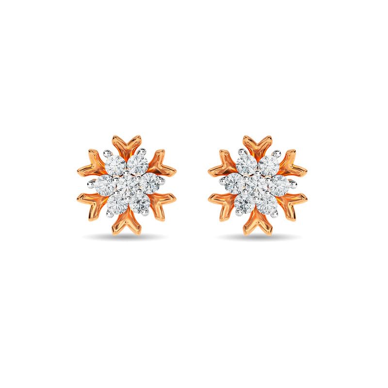 Image of KISNA JEWELS 14KT|18KT BIS Hallmark Pure Gold and Diamond Stud Earrings For Women with Screw Back clouser