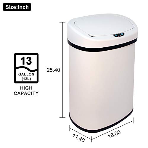 Caneca de Basura Automática de Acero Inoxidable 13 Galones Blanca miniatura 2