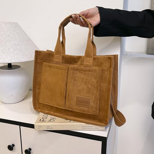 Image of Cherry Tote Bag for Women Canvas Patched Purse Cute Shoulder Bag Multi-Pocket Satchel Handbag for work travel
