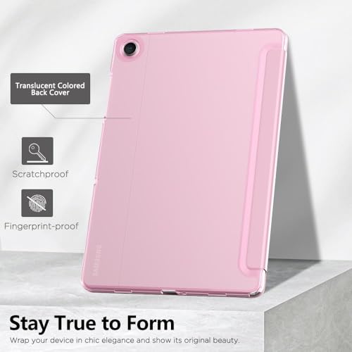 Image of MoKo for Samsung Galaxy Tab A11 Plus / A11+ Case 11 Inch 2026, Galaxy Tab A9 Plus / A9+ Case 11 Inch 2024, Slim Stand Hard PC Translucent Back Shell Smart Cover, Auto Wake /Sleep, Flowers Pink