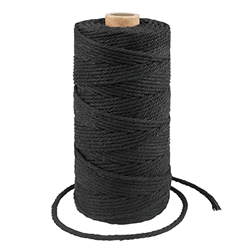 Image of G2PLUS 3MM Cotton String,328 Feet Black Natural Twine for Crafts & Bakers | Thick Natural Cotton String for Crafts, Bakers Twine, Halloween, Christmas Gift Wrapping