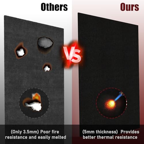 Image of Large 40x40Inch Welding Blanket Pad Fireproof Flame Retardant Fabric for Stove Wick | 5mm Thick Carbon Felt Heat Resistant Mat for Industrial, Smoker, Soldering, Firepit, Grill & Welding Applications