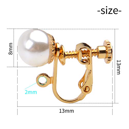 Clip-On Earrings Converter, 12 Pieces (6 Pairs) Imitation Pearl Earring Clip Converter Screw Type Brass Earrings Findings Components For Non-Pierced Ears - Silver And Gold #TOP1
