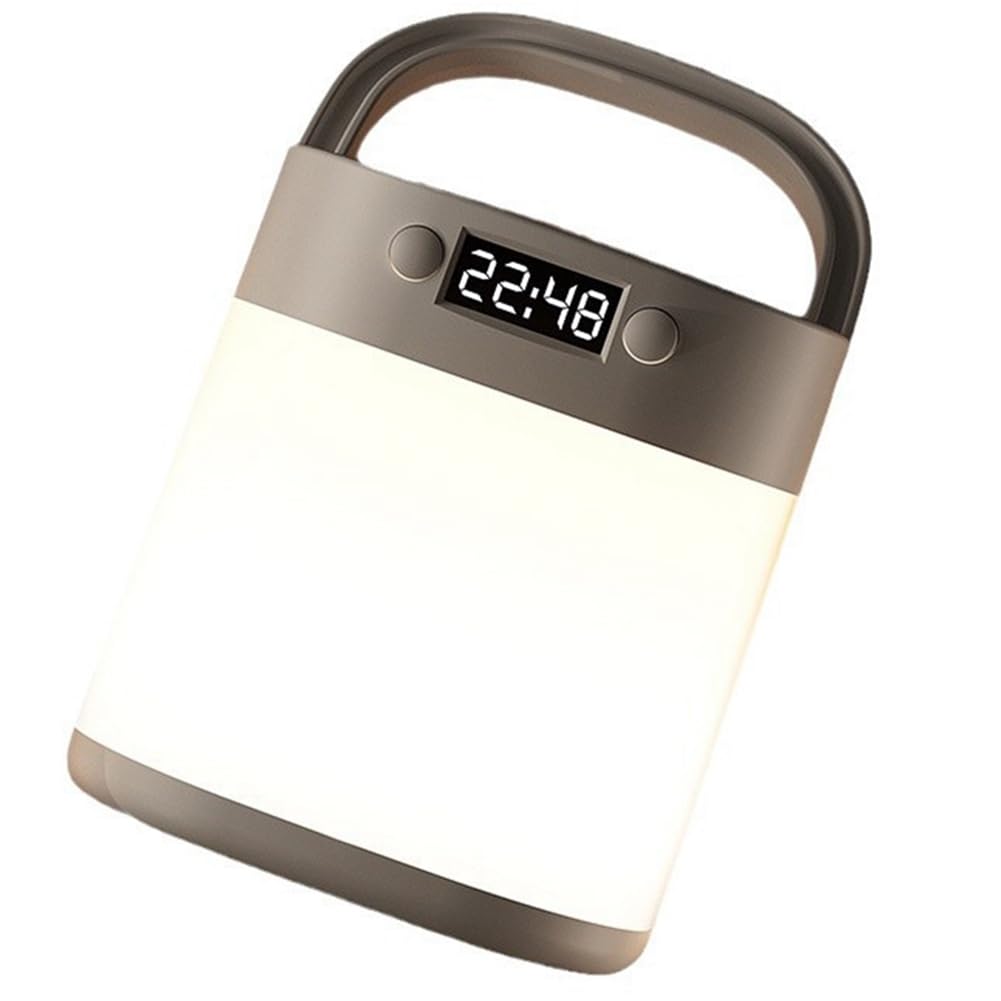 IJSDNVJNDX Portable LED Lamp, Baby Night Light Featuring Digital Clock, Touch-Control Brightness, Ideal for Camping& Baby Feeding