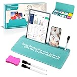 Shwet Vibes Glass Desktop Whiteboard – Tempered Glass Dry Erase Board with Built-in Storage Drawer – Compact Desk Organizer for Quick Notes & Daily Planning – Bonus Marker and Eraser