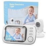 Babá Eletrônica, 3.5' Bebê Câmera Monitor Vídeo, Microfone Embutido nos 2 Lados, Visão nocturna,Temperatura Ambiente，Detecção de Som VOX, Canção de Ninar, Actualizado e melhor do que VB603