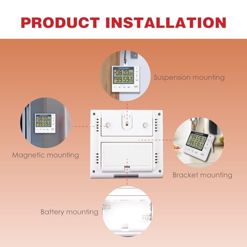 RileyFine KT002 Civil Digital Timer, Countdown-Funktion, Uhrfunktion, Speicherfunktion, zum Kochen in der Küche, zum Lesen, für Bürobesprechungen, Trainingstiming usw. (White)