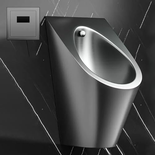OTQEFTN Stainless Steel Urinal, Sensor Splash-Proof Urinal, Wall Mounted Men's Urinal with Automatic Flush System, Sanitary Ware Public Toilet, for Schools, Shopping Mall