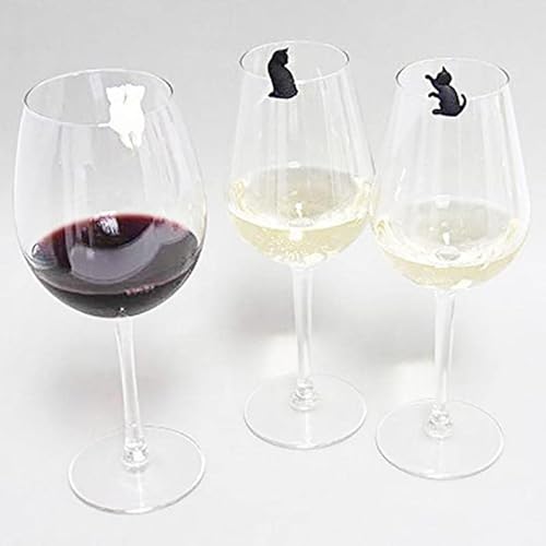 Marcador Taças Drinks Vinho Copo Silicone Taça 6pcs Gato