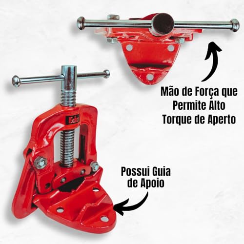 Torno Encanador Morsa Fixa Bancada 2 Pol Tubo Cano N°2 Resistente Corte Rosqueamento Mordaça 55mm Of