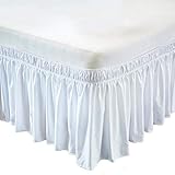 Wrap Around Bed Skirt - Poly Cotton Elastic Dust Ruffle Bed Skirt - 9 Inch Drop Silky Soft & Wrinkle...