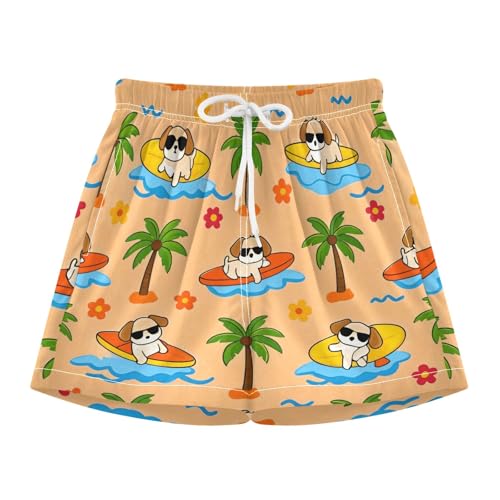 Bolaz Toddler Boys Swimwear Swim Trunks with Compression Liner 4T Surfboard Puppy