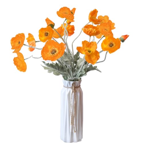 Image of 5Pcs Poppy Flowers Artificial Poppy for Home Decor(Orange)