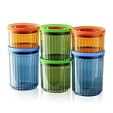 Juego de 6 recipientes herméticos de almacenamiento de cocina, recipientes reutilizables para almacenamiento de alimentos, ahorro de espacio para aperitivos, nueces, dulces y especias